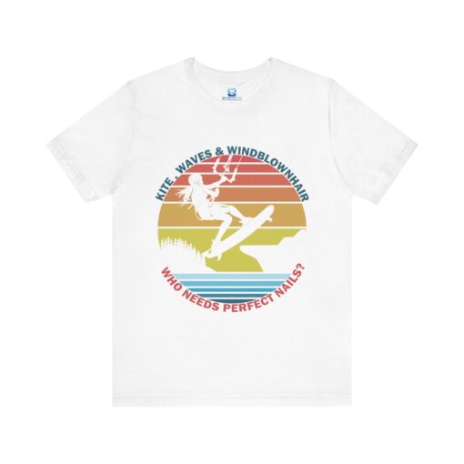 Waves & Windblown Hair – Epic Kite Surfing T-Shirt - Image 2