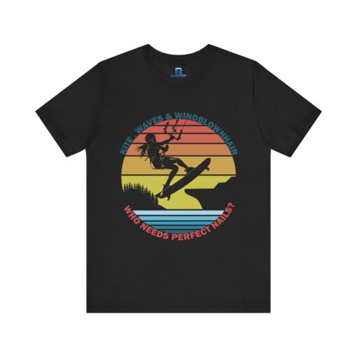 Waves & Windblown Hair – Epic Kite Surfing T-Shirt - Image 4