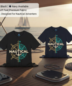 Alternative view of Vintage Nautical Compass Anchor T-Shirt, Sailing Graphic Tee, Ocean Lover Shirt