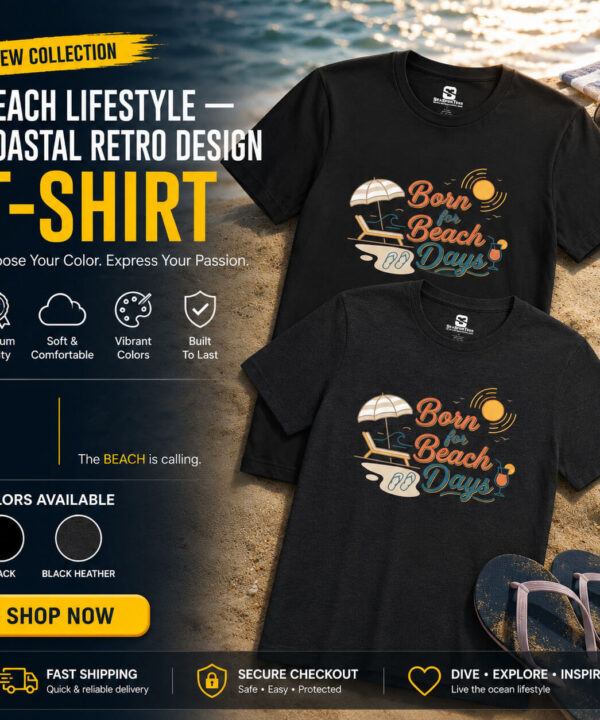Alternative view of Beach Lifestyle Tee — Coastal Retro Design