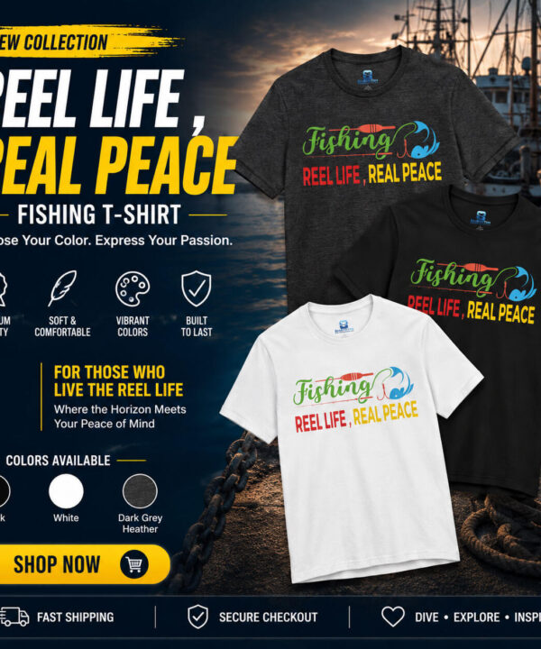 reel life fishing tshirt color variations