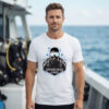 Scuba diver t-shirt with Pressure Builds Legends text and bubble graphic, Seasportees diving apparel