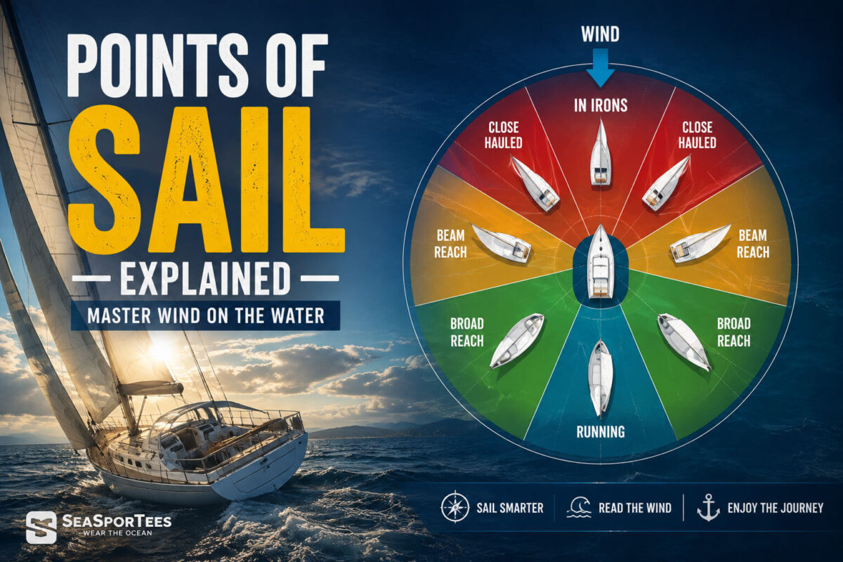 Points of sail explained with sailing angles from close hauled to running