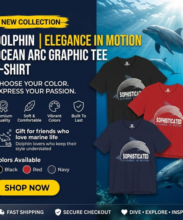 Alternative view of Dolphin T-Shirt | Elegance in Motion Ocean Arc Graphic Tee